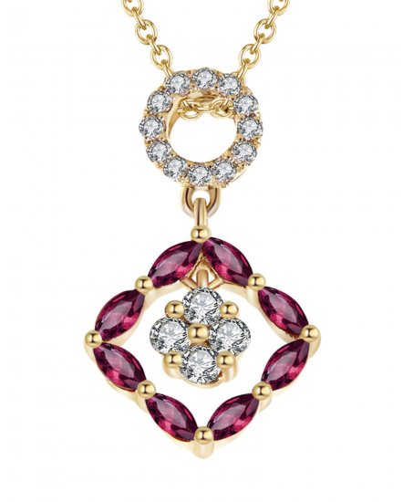 CLOVER STYLE RUBY DIAMOND PENDANT (TP1451)