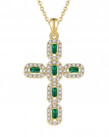 CROSS EMERALD DIAMOND PENDANT (TP1552)
