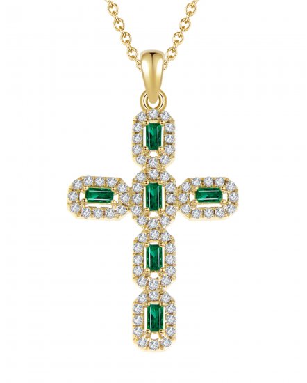 CROSS EMERALD DIAMOND PENDANT (TP1552)