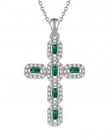 CROSS EMERALD DIAMOND PENDANT (TP1552)