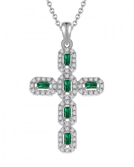 CROSS EMERALD DIAMOND PENDANT (TP1552)