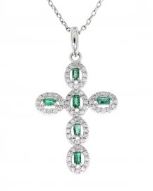 CROSS EMERALD DIAMOND PENDANT (TP1553)