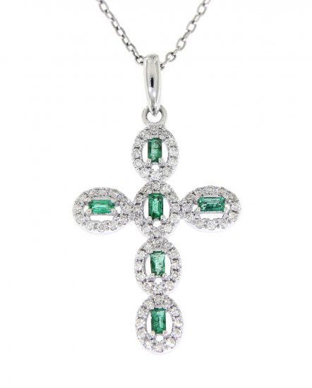 CROSS EMERALD DIAMOND PENDANT (TP1553)