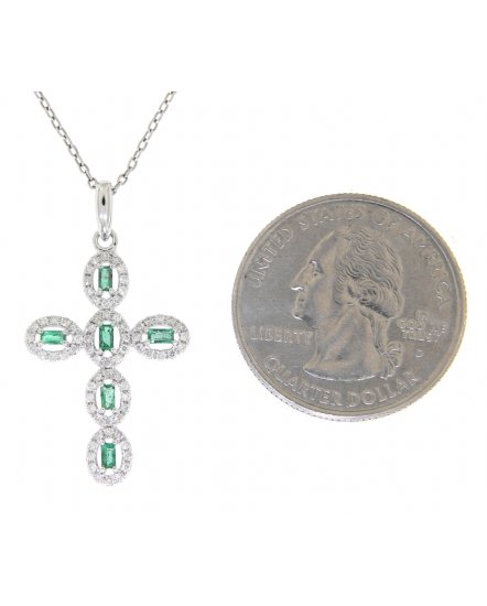 CROSS EMERALD DIAMOND PENDANT (TP1553)