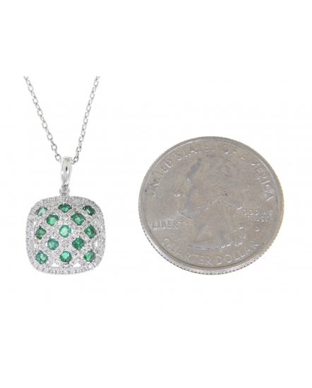 CUSHION STYLE EMERALD DIAMOND PENDANT (TP1581)