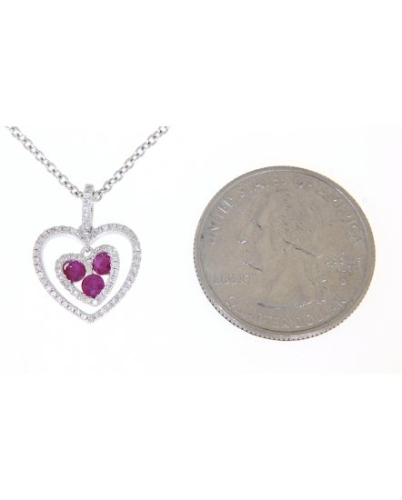 HEART SHAPE COLORED STONE DIAMOND PENDANT (TP1677)