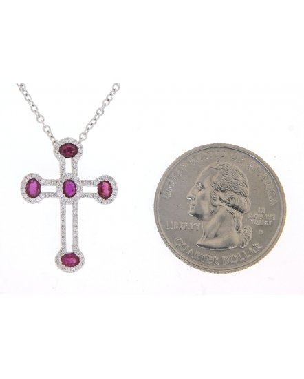 CROSS COLORED STONE DIAMOND PENDANT (TP1714)