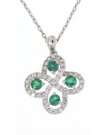 CLOVER STYLE COLORED STONE DIAMOND PENDANT (TP1716)