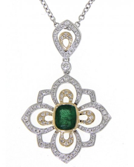 FLORAL STYLE EMERALD DIAMOND PENDANT (TP1752)