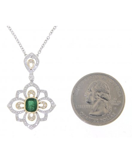 FLORAL STYLE EMERALD DIAMOND PENDANT (TP1752)