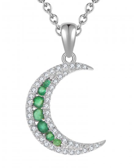 CRESCENT MOON EMERALD DIAMOND PENDANT (TP1765)