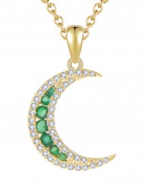 CRESCENT MOON EMERALD DIAMOND PENDANT (TP1765)