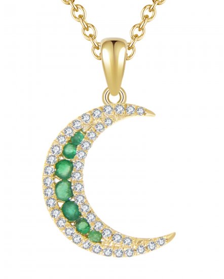CRESCENT MOON EMERALD DIAMOND PENDANT (TP1765)