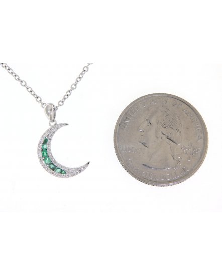 CRESCENT MOON EMERALD DIAMOND PENDANT (TP1765)
