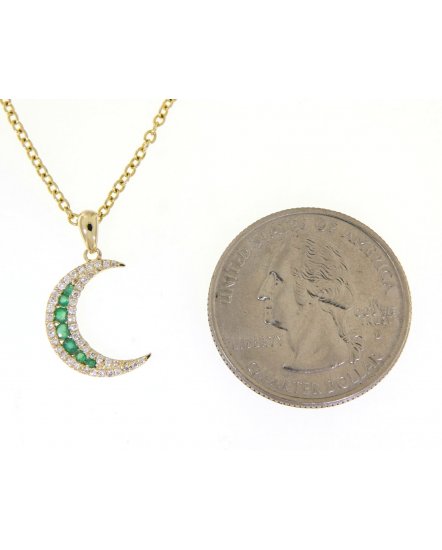 CRESCENT MOON EMERALD DIAMOND PENDANT (TP1765)