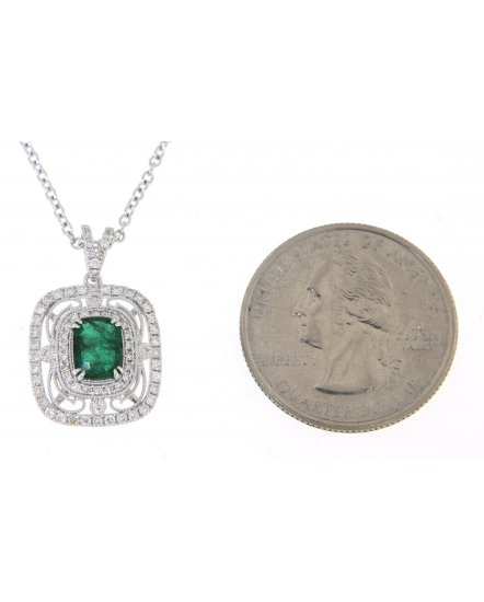CUSHION EMERALD DIAMOND PENDANT (TP1781)