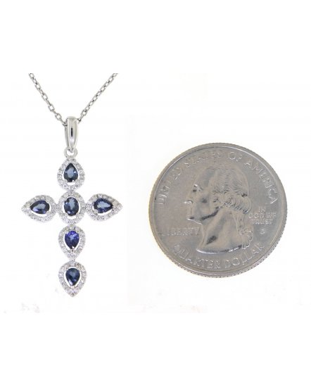 CROSS COLORED STONE DIAMOND PENDANT (TP1786)