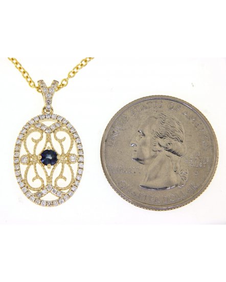 OVAL STYLE COLORED STONE DIAMOND PENDANT (TP1789)