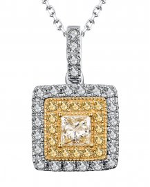 MULTI TONE PRINCESS CUT DIAMOND PENDANT (TP1803)