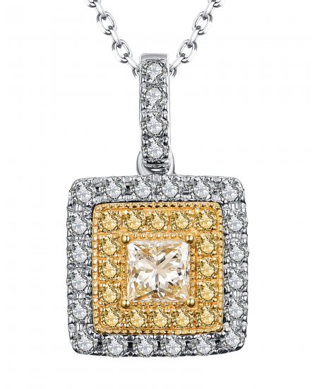 MULTI TONE PRINCESS CUT DIAMOND PENDANT (TP1803)