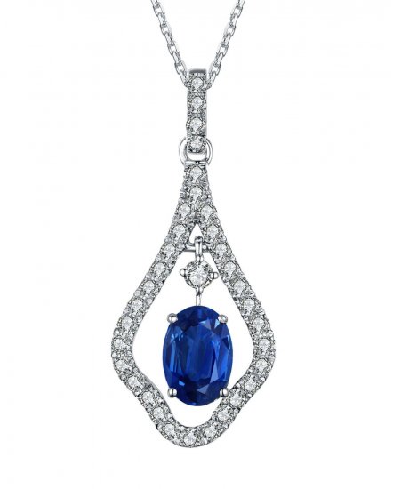 OVAL SAPPHIRE DIAMOND PENDANT (TP1815)