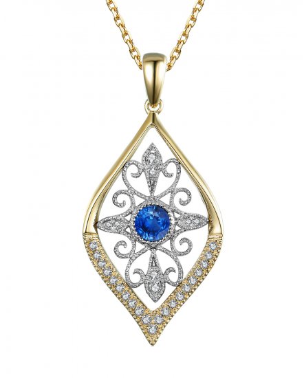LEAF STYLE SAPPHIRE DIAMOND PENDANT (TP1816)