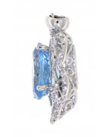 OVAL SWISS BLUE TOPAZ DIAMOND PENDANT (TP1827)