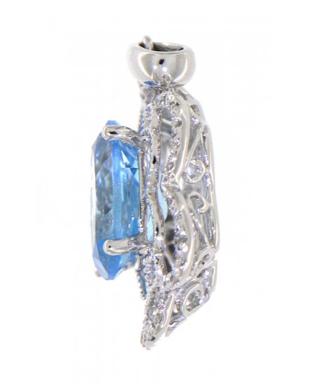 OVAL SWISS BLUE TOPAZ DIAMOND PENDANT (TP1827)