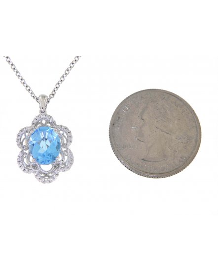 OVAL SWISS BLUE TOPAZ DIAMOND PENDANT (TP1827)