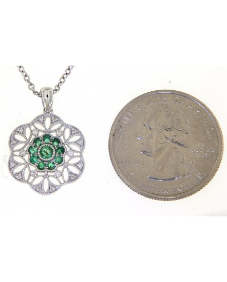 FLORAL STYLE EMERALD DIAMOND PENDANT (TP1848)