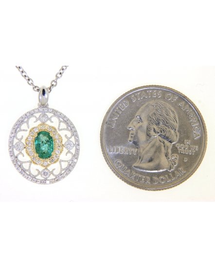 OVAL COLORED STONE DIAMOND PENDANT (TP1861)