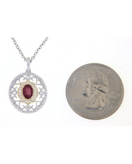 OVAL COLORED STONE DIAMOND PENDANT (TP1861)