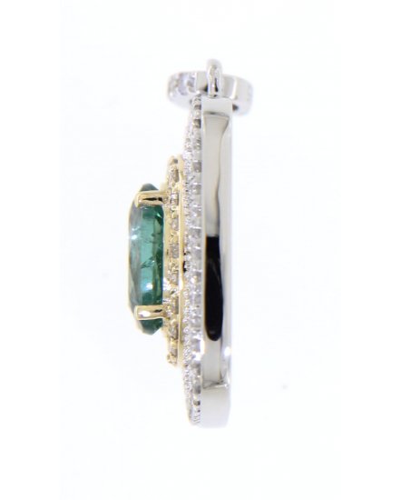 OVAL COLORED STONE DIAMOND PENDANT (TP1870)