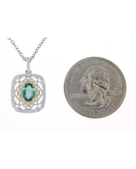 OVAL COLORED STONE DIAMOND PENDANT (TP1870)