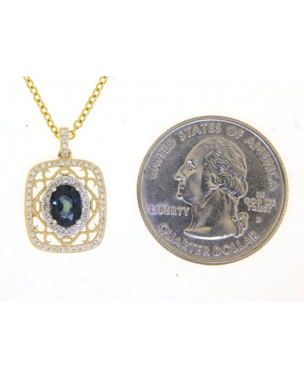 OVAL COLORED STONE DIAMOND PENDANT (TP1870)