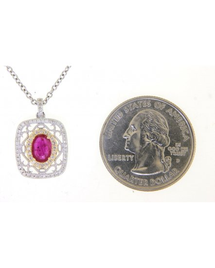 OVAL COLORED STONE DIAMOND PENDANT (TP1870)
