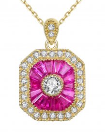 OCTAGON STYLE RUBY DIAMOND PENDANT (TP1875)