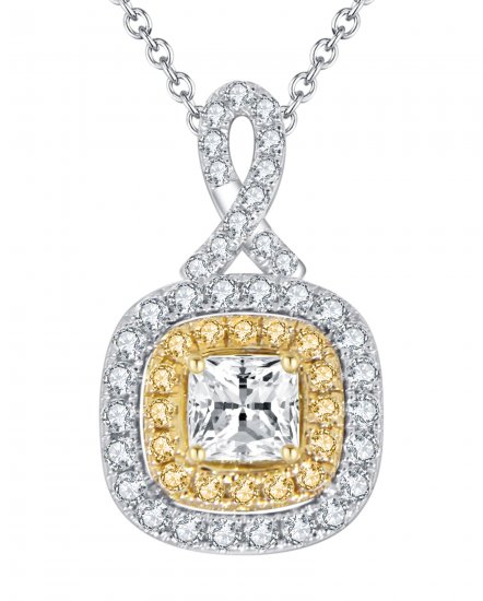 MULTI TONE CUSHION DIAMOND PENDANT (TP1880)