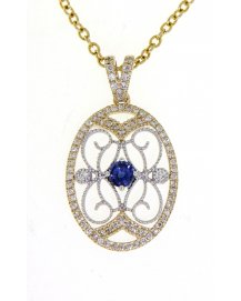 OVAL STYLE COLORED STONE DIAMOND PENDANT (TP1881)