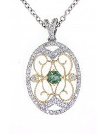 OVAL STYLE COLORED STONE DIAMOND PENDANT (TP1881)