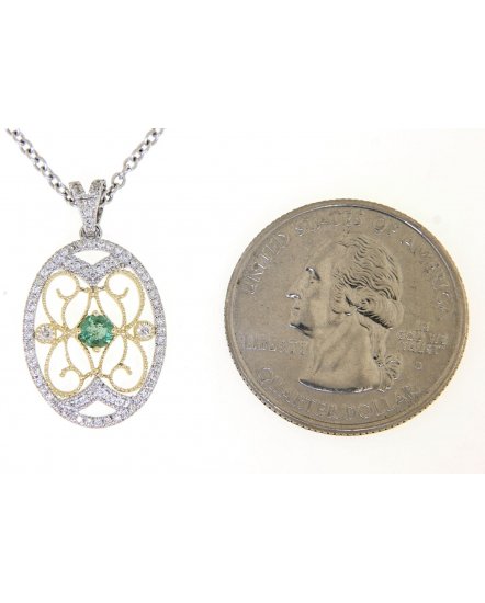 OVAL STYLE COLORED STONE DIAMOND PENDANT (TP1881)