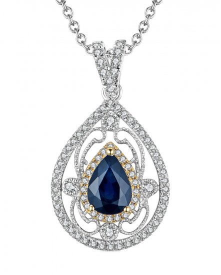 PEAR SAPPHIRE DIAMOND PENDANT (TP1883)