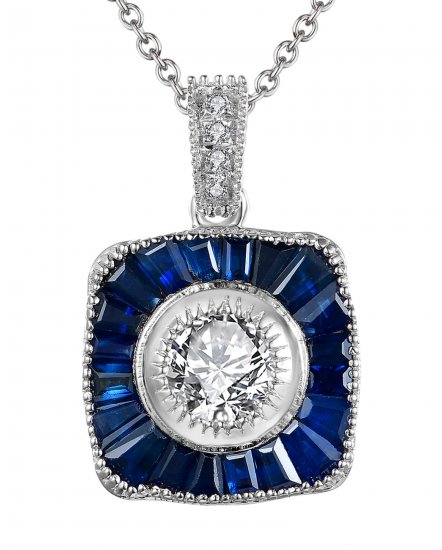 BAGUETTE SAPPHIRE DIAMOND PENDANT (TP1909)