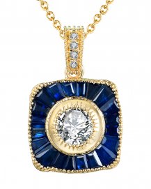 BAGUETTE SAPPHIRE DIAMOND PENDANT (TP1909)