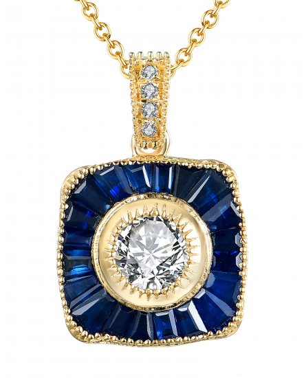 BAGUETTE SAPPHIRE DIAMOND PENDANT (TP1909)