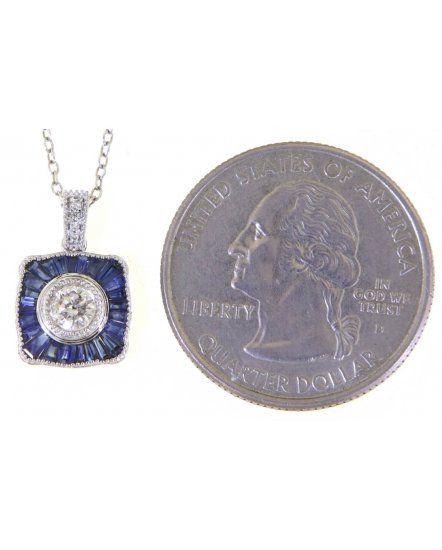 BAGUETTE SAPPHIRE DIAMOND PENDANT (TP1909)