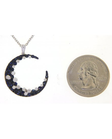 CRESCENT MOON SAPPHIRE DIAMOND PENDANT (TP1915)