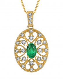 OVAL EMERALD DIAMOND PENDANT (TP1916)