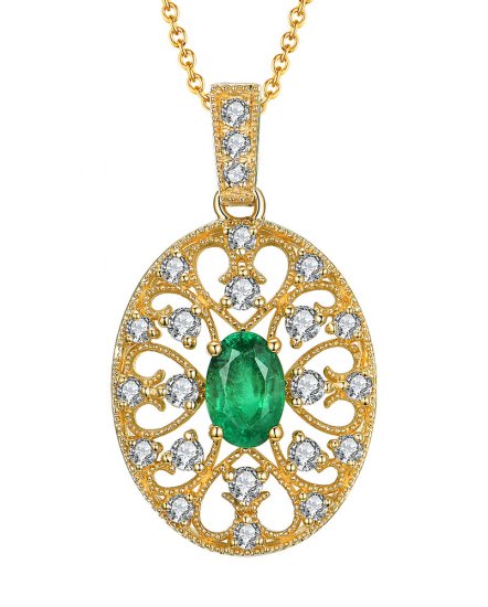 OVAL EMERALD DIAMOND PENDANT (TP1916)