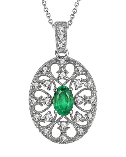 OVAL EMERALD DIAMOND PENDANT (TP1916)